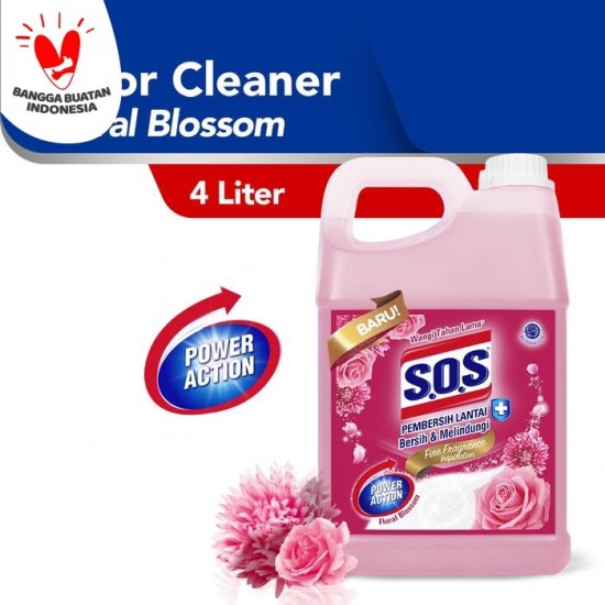SOS Pembersih Lantai Jerigen Floral Breeze - Pink [4 Liter]